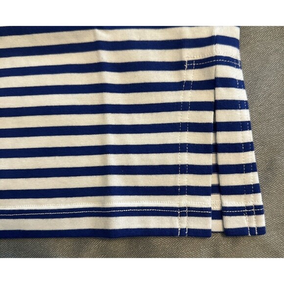 Vittadini Sport NAVY BLUE & WHITE Striped Short Sleeve Thick Cotton Shirt-S  NWT - Picture 7 of 7